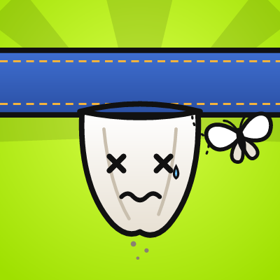$BROKE mascot: an empty turned-out jeans pocket with X eyes and a moth flying out